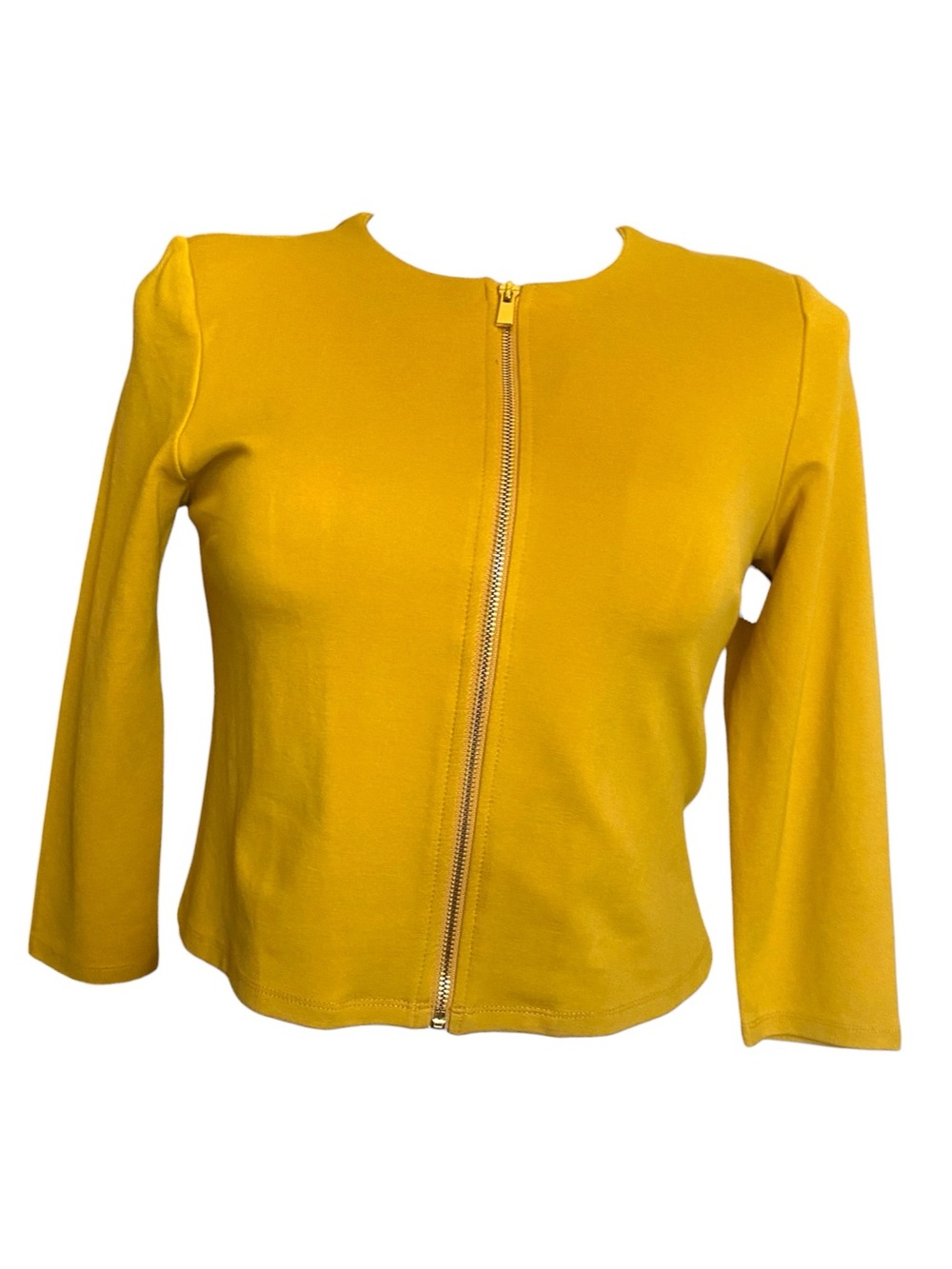 Philosophy mustard yellow zip-front cropped jacket